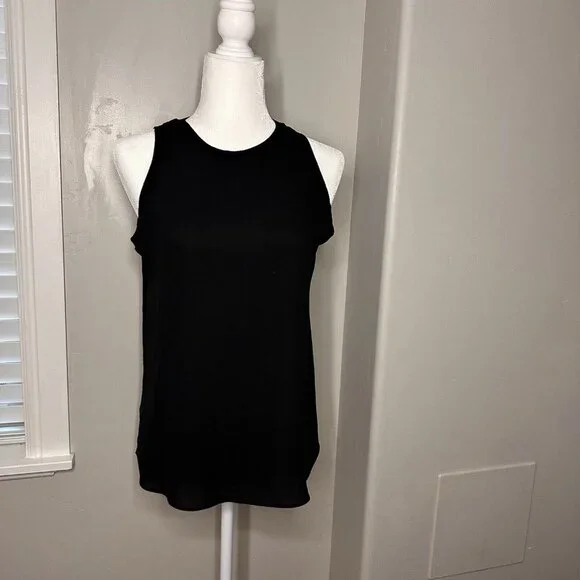 LOFT Black Tank Top Size SMALL See through Blouse Sleeveless Night Out - Picture 1 of 6